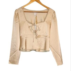 NWT House of Harlow 1960 Gold Peasant Top size M